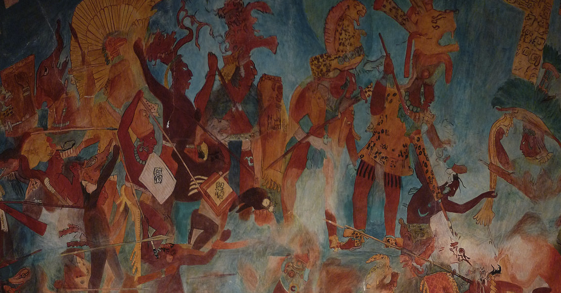Mayan mural reporduction, via Wikimedia.